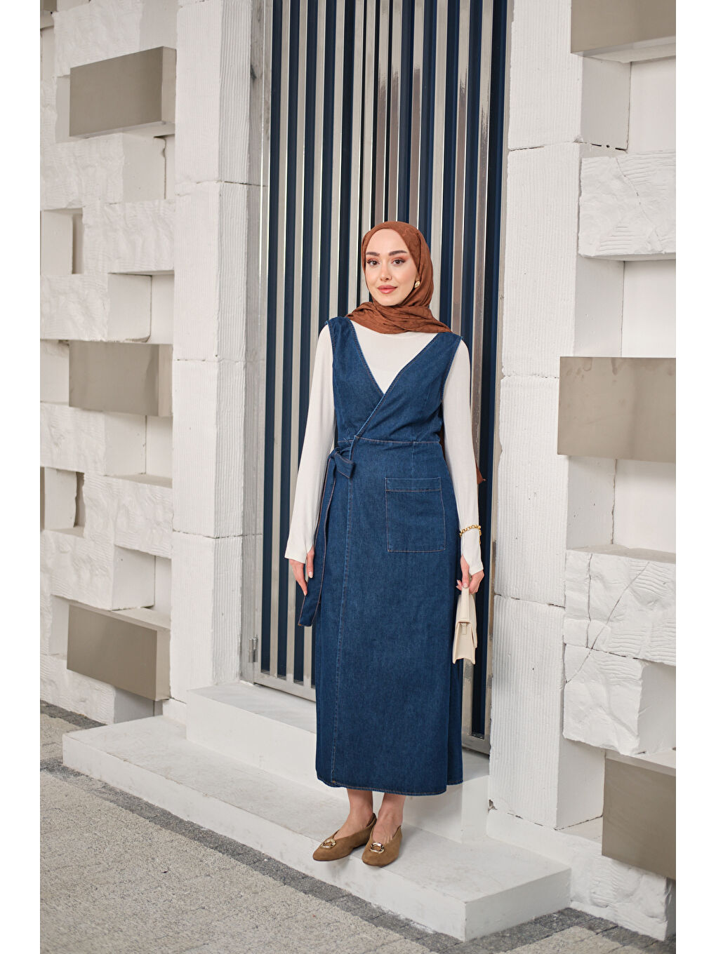 Kadın Yandan Bağlamalı V Detaylı Jean Jile Lacivert-2