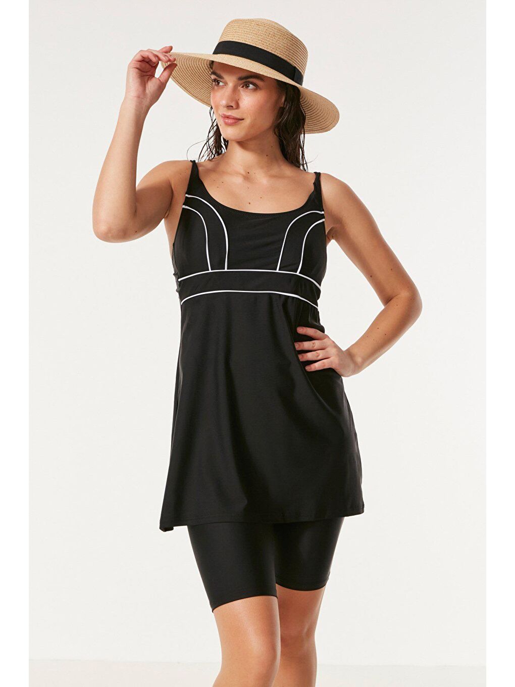 Taytlı Tesettür Mayo  7481 Siyah