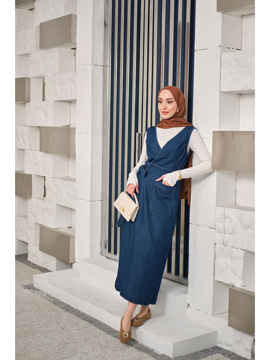 Kadın Yandan Bağlamalı V Detaylı Jean Jile Lacivert-3