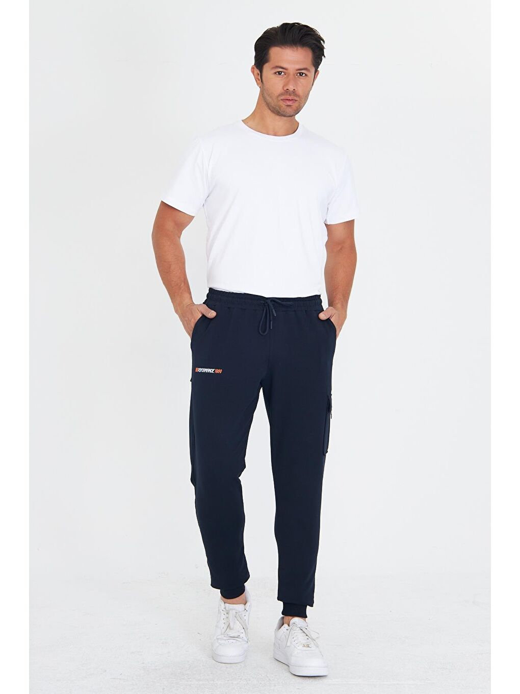 Erkek Pamuklu Kargo Cepli Eşofman Altı Lacivert 5821-L-3