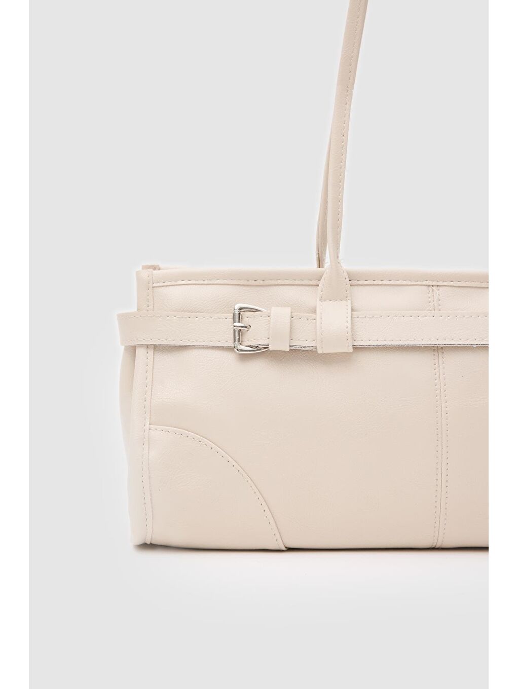 Ekru Enyola Vintage Baget Çanta Krem-2