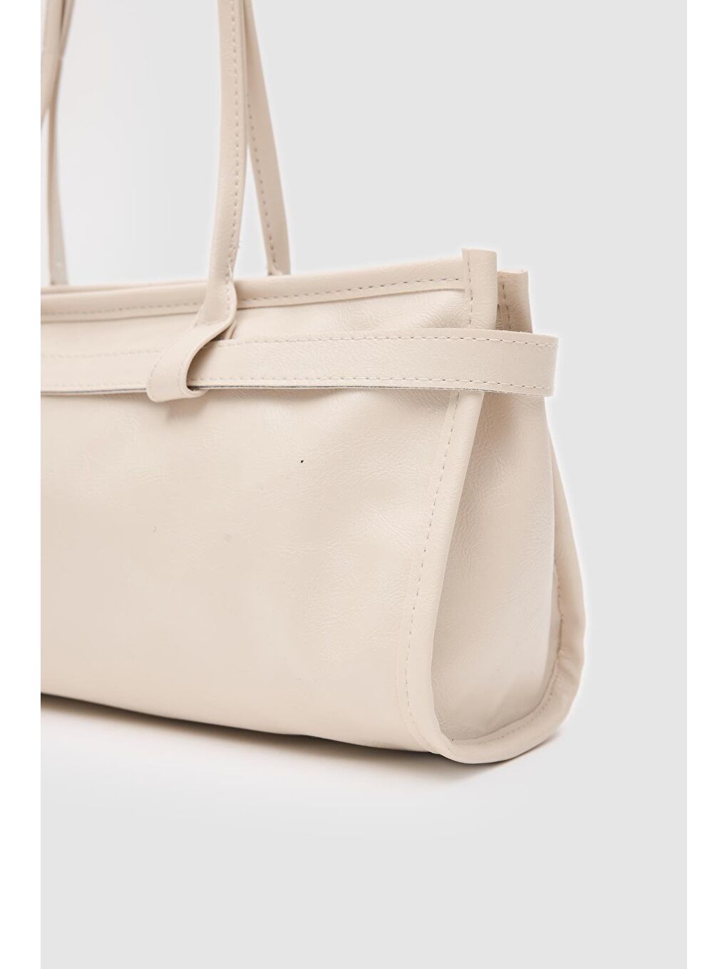 Ekru Enyola Vintage Baget Çanta Krem-3
