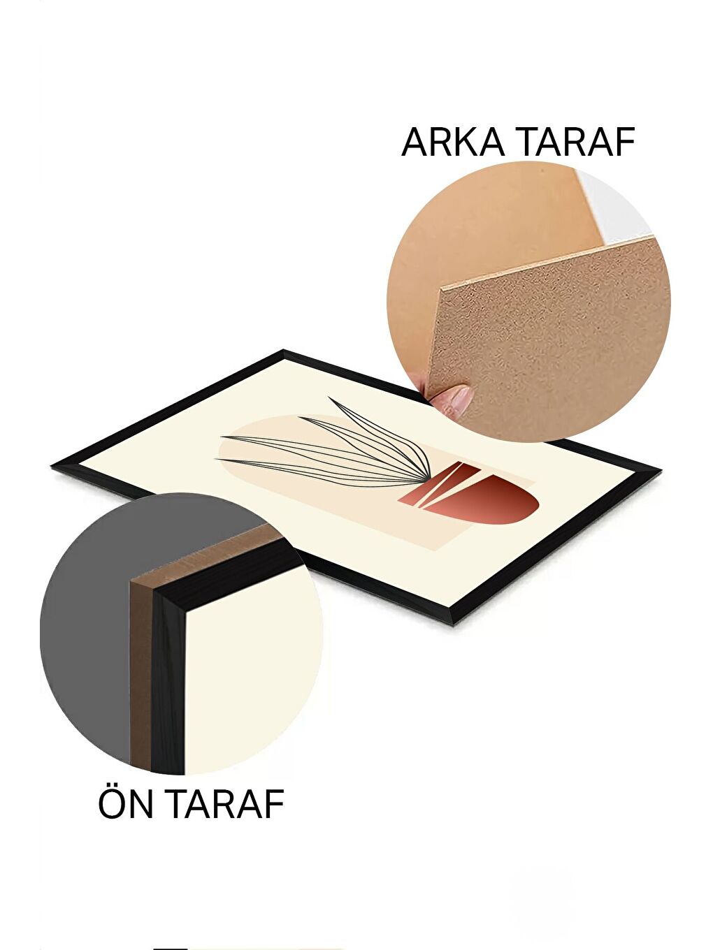 Beyaz 3 Parça Siyah Çerçeve Görünümlü Mdf Tablo Seti - Set 9 - 3SYHART9-1520-1