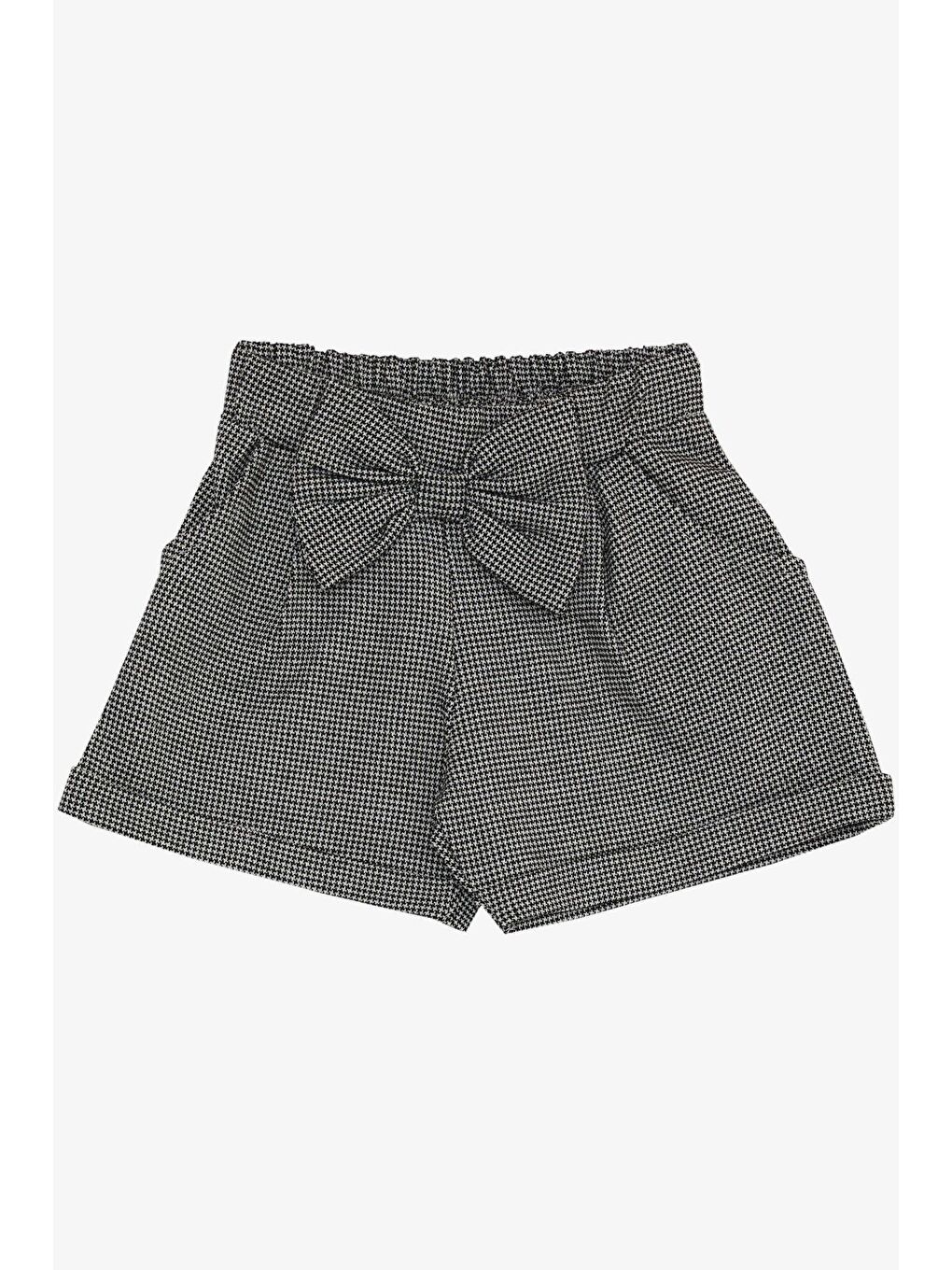 Kız Çocuk Şort Kazayağı Desenli Fiyonklu Siyah (1.5-5 Yaş)