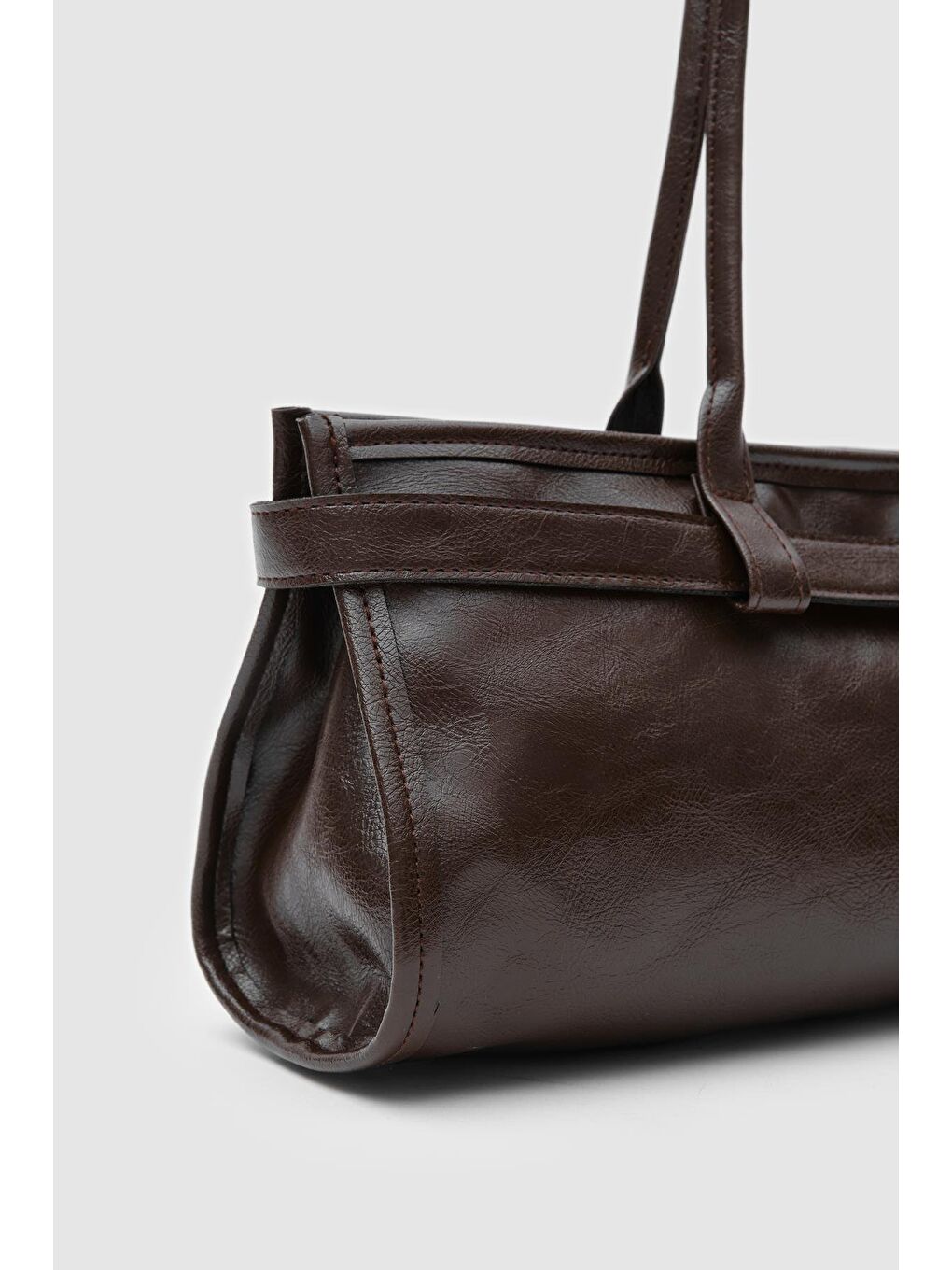 Kahverengi Enyola Vintage Baget Çanta Acı Kahve-2