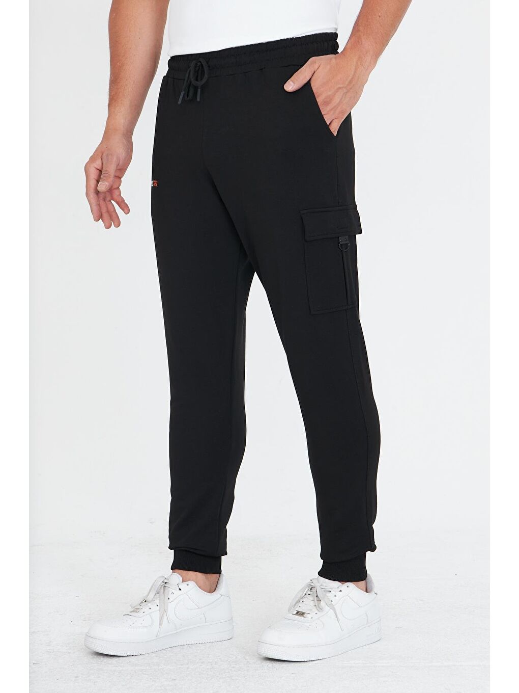 Erkek Pamuklu Kargo Cepli Eşofman Altı Siyah 5821-S