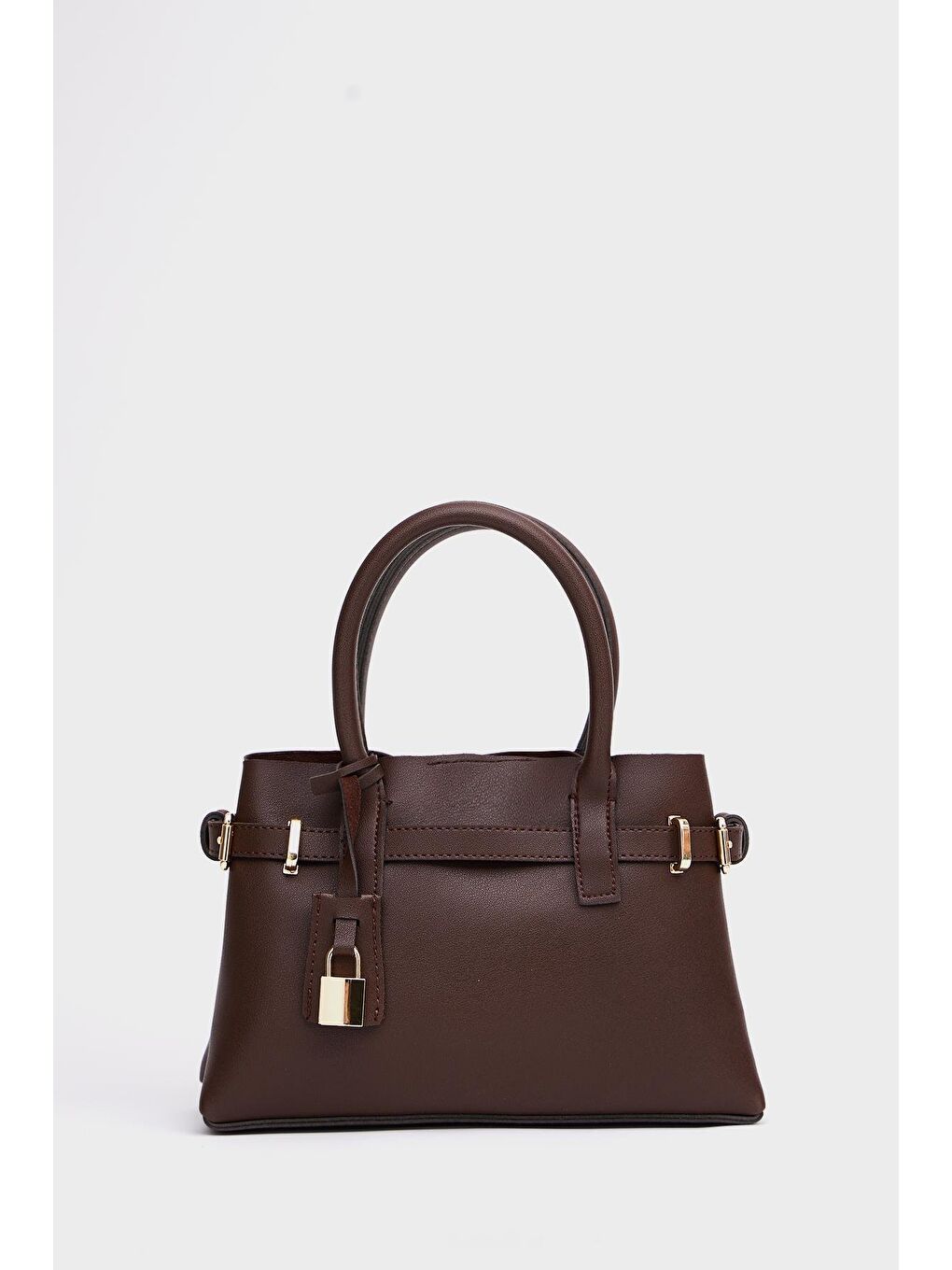 Mini Kilit Detaylı El Ve Omuz Çantası Kahverengi