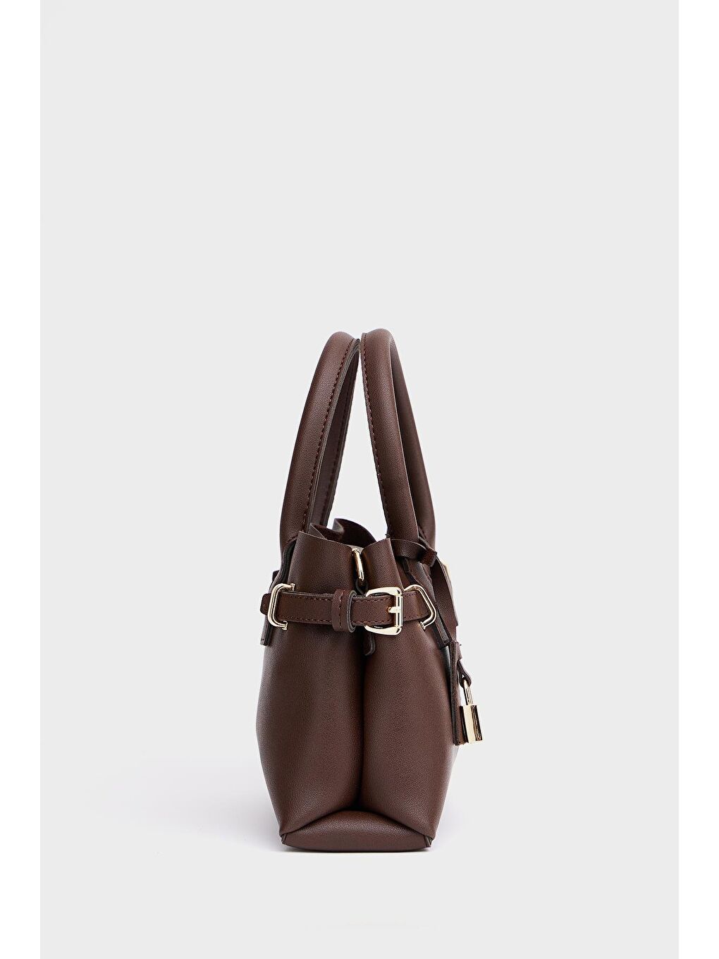 Mini Kilit Detaylı El Ve Omuz Çantası Kahverengi-3