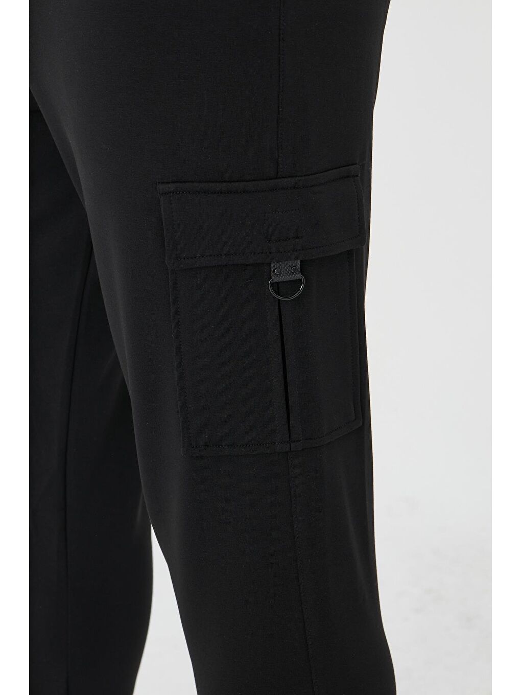 Erkek Pamuklu Kargo Cepli Eşofman Altı Siyah 5821-S-6