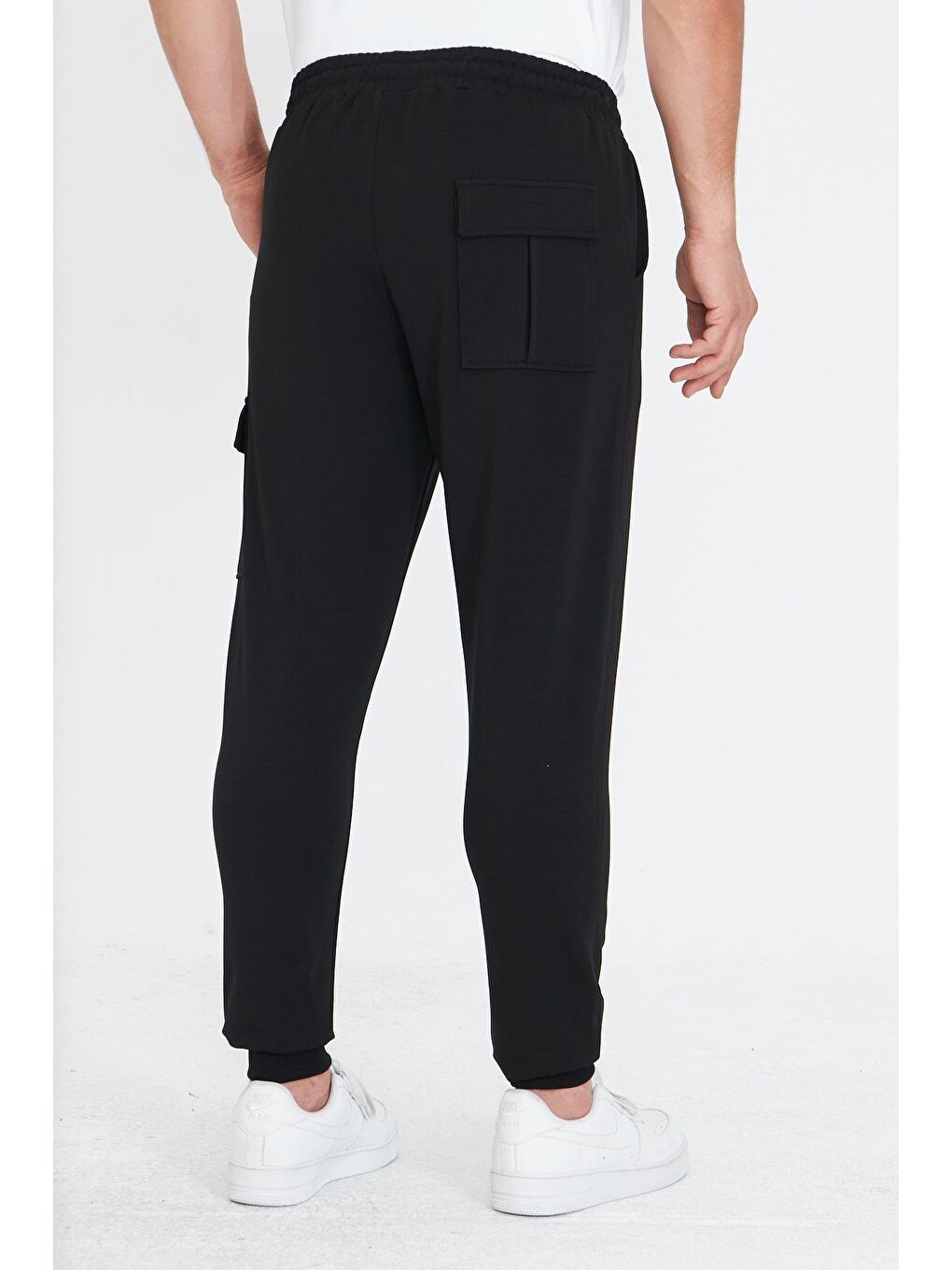 Erkek Pamuklu Kargo Cepli Eşofman Altı Siyah 5821-S-7