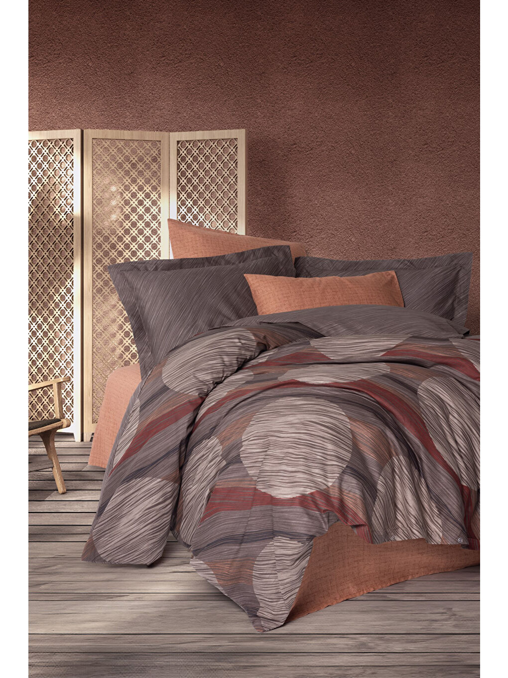 Karışık Pamuk Box Modern Çift Kişilik Nevresim Takımı Fluss Tarcin