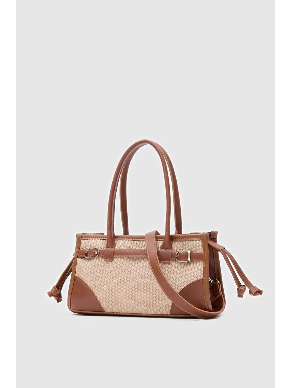 Maison Hasır Baget Çanta Bej-3