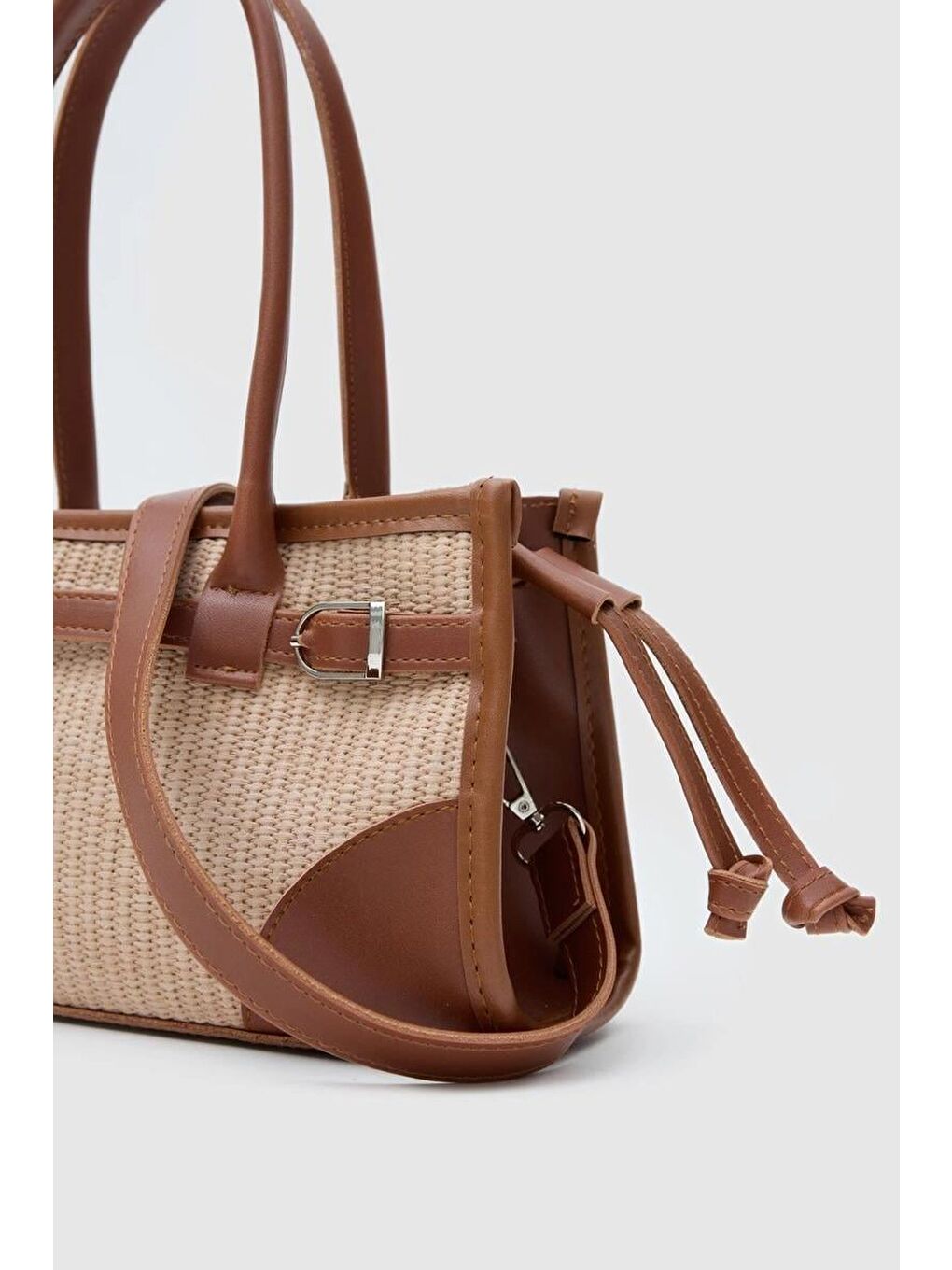 Maison Hasır Baget Çanta Bej-4