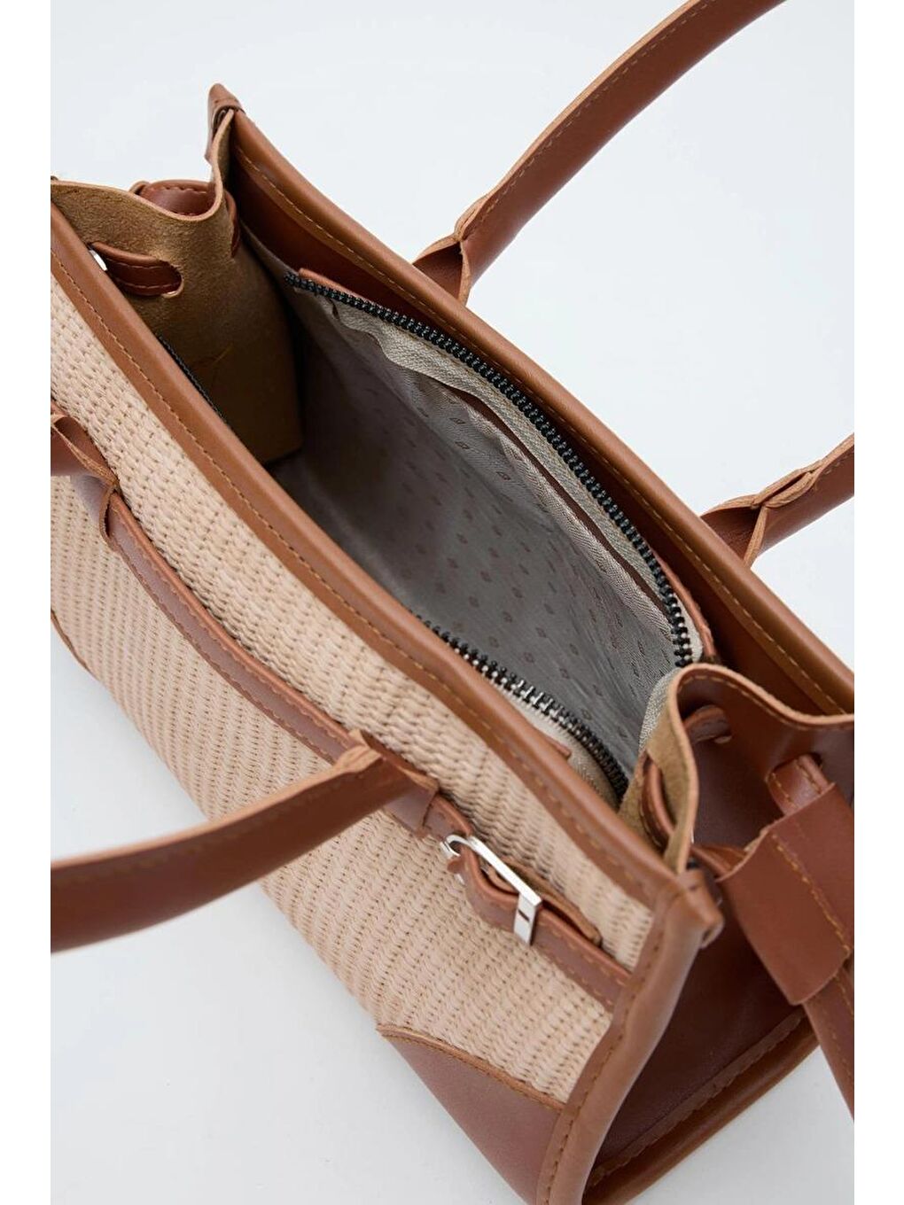 Maison Hasır Baget Çanta Bej-5