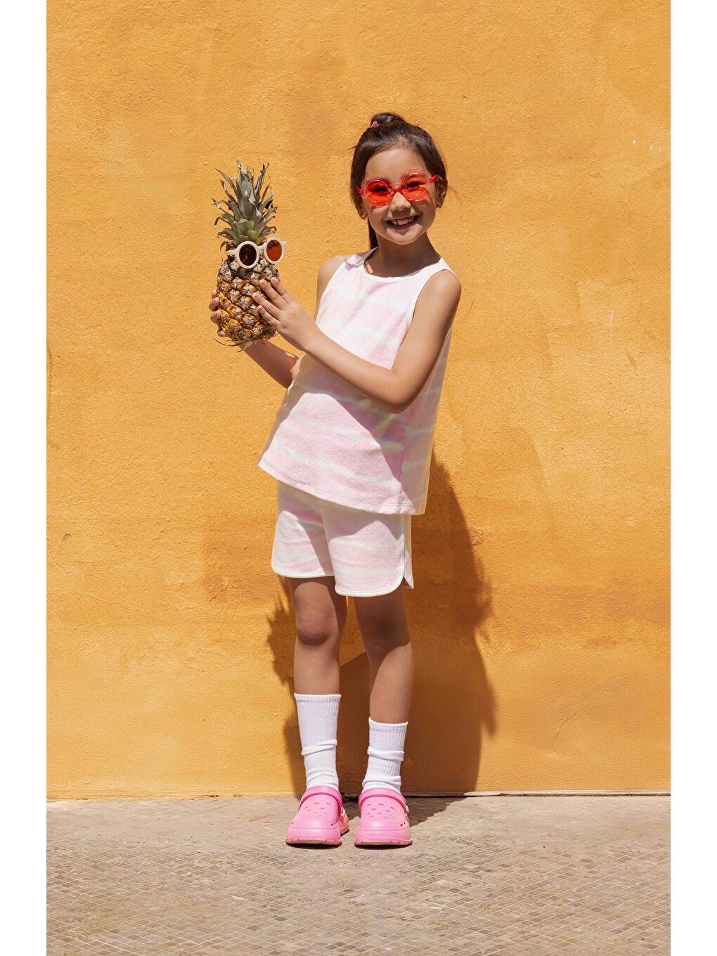 Kız Çocuk Batik Desenli Havlu Alt Üst Takım  - Pembe (2-3 Yaş 7-8 Yaş)