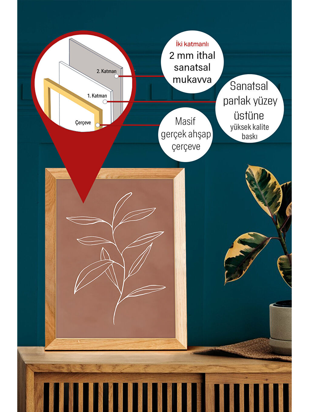 Beyaz Gerçek Ahşap Çerçeveli 3 Parça 3D Poster Tablo Seti - 3DARTSOHOSET52-3348-2