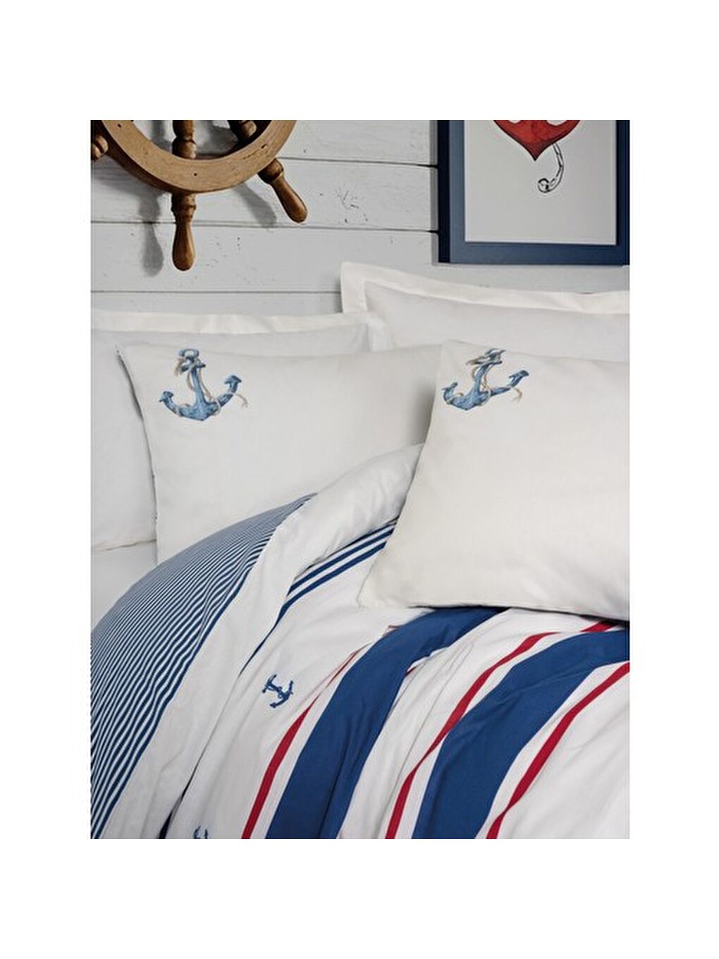 Karışık Pamuk Box Maritime Tek Kişilik Nevresim Takimi Brine Ekru-1