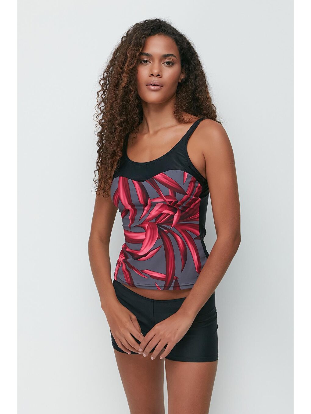 C&City Şortlu Tankini 7766 Siyah/Kırmızı - 1