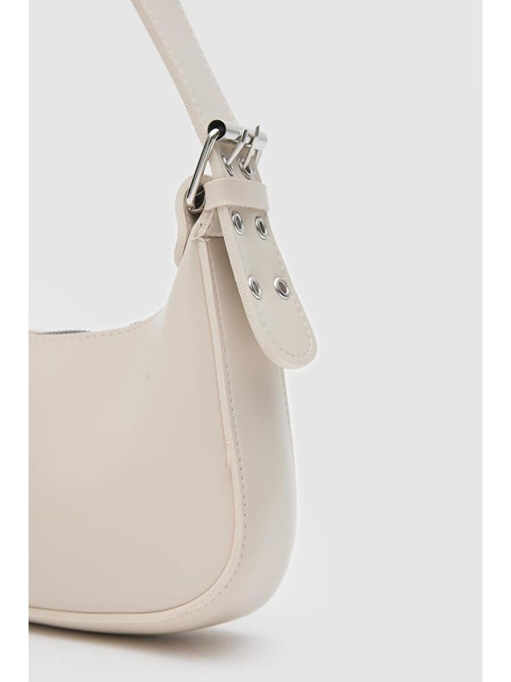 Ekru Muse Oval Baget Çanta Krem-2