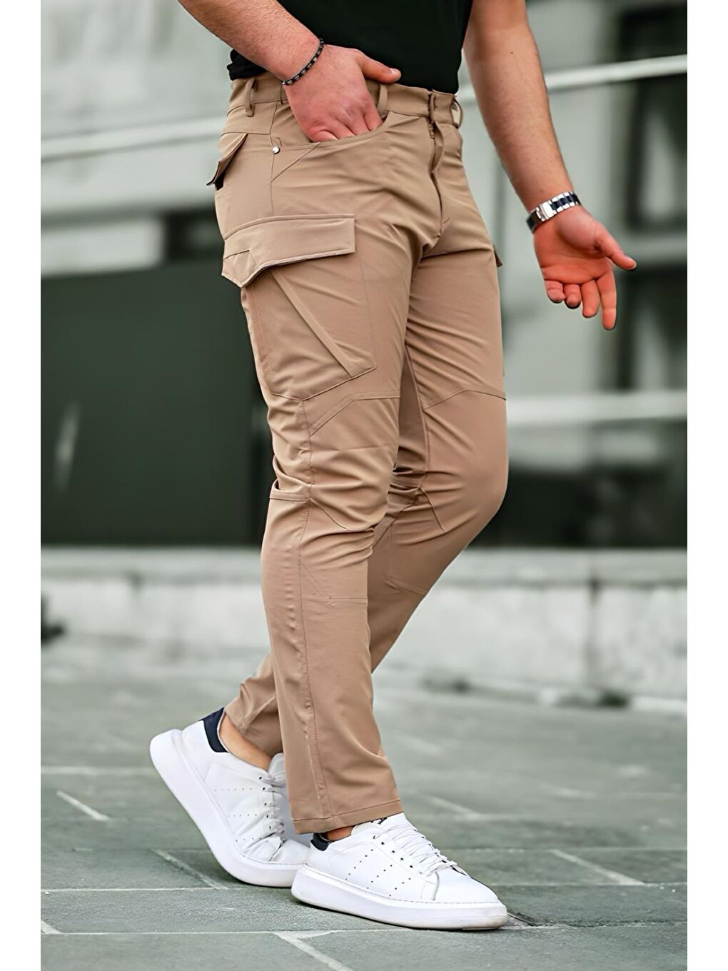 Kahverengi Vr 55132 Erkek Tactical Likralı Suya Dayanıklı Outdoor Kargo Pantolon-1
