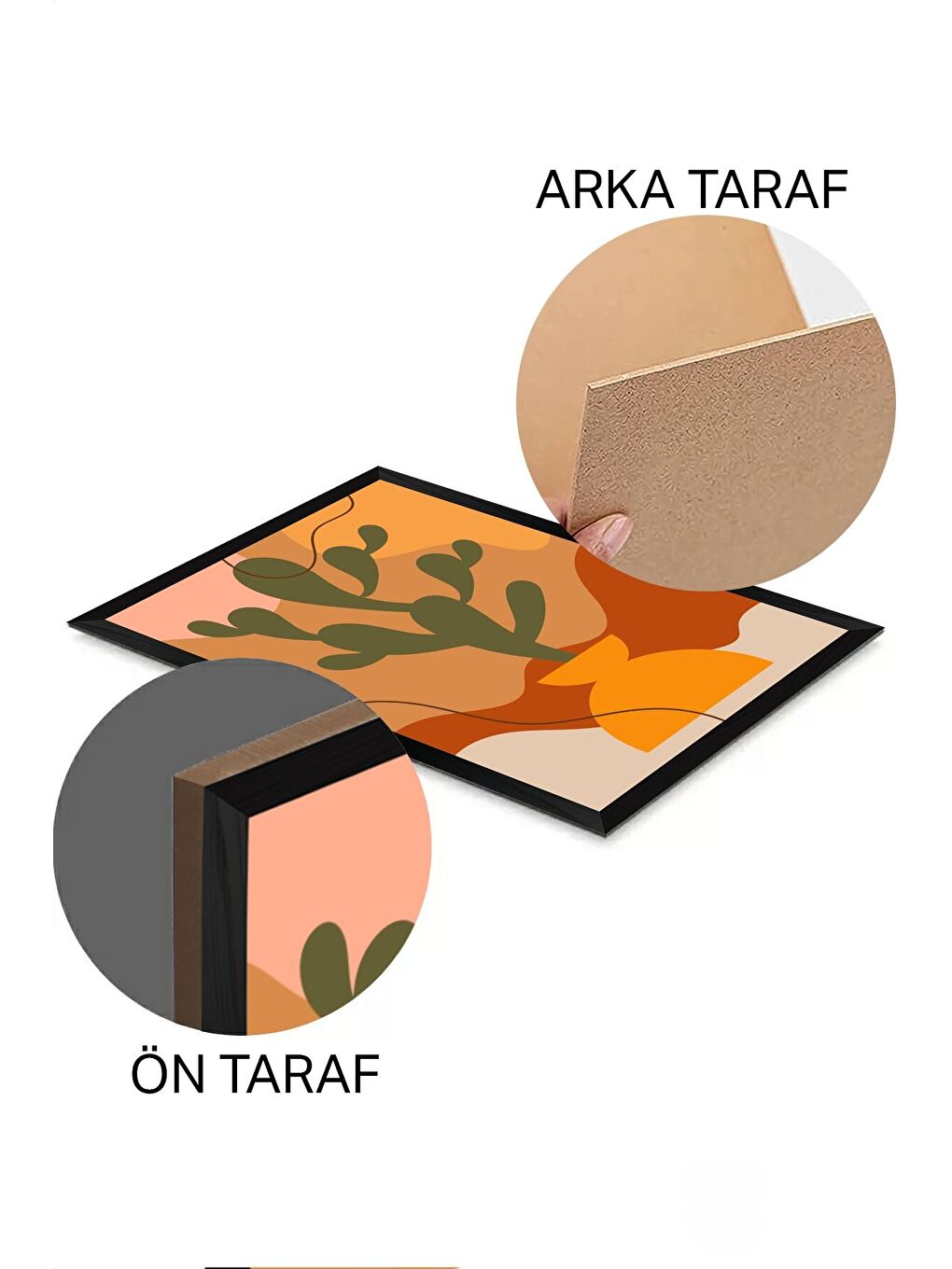 Beyaz 3 Parça Siyah Çerçeve Görünümlü Mdf Tablo Seti - Set 1 - 3SYHART1-3348-1