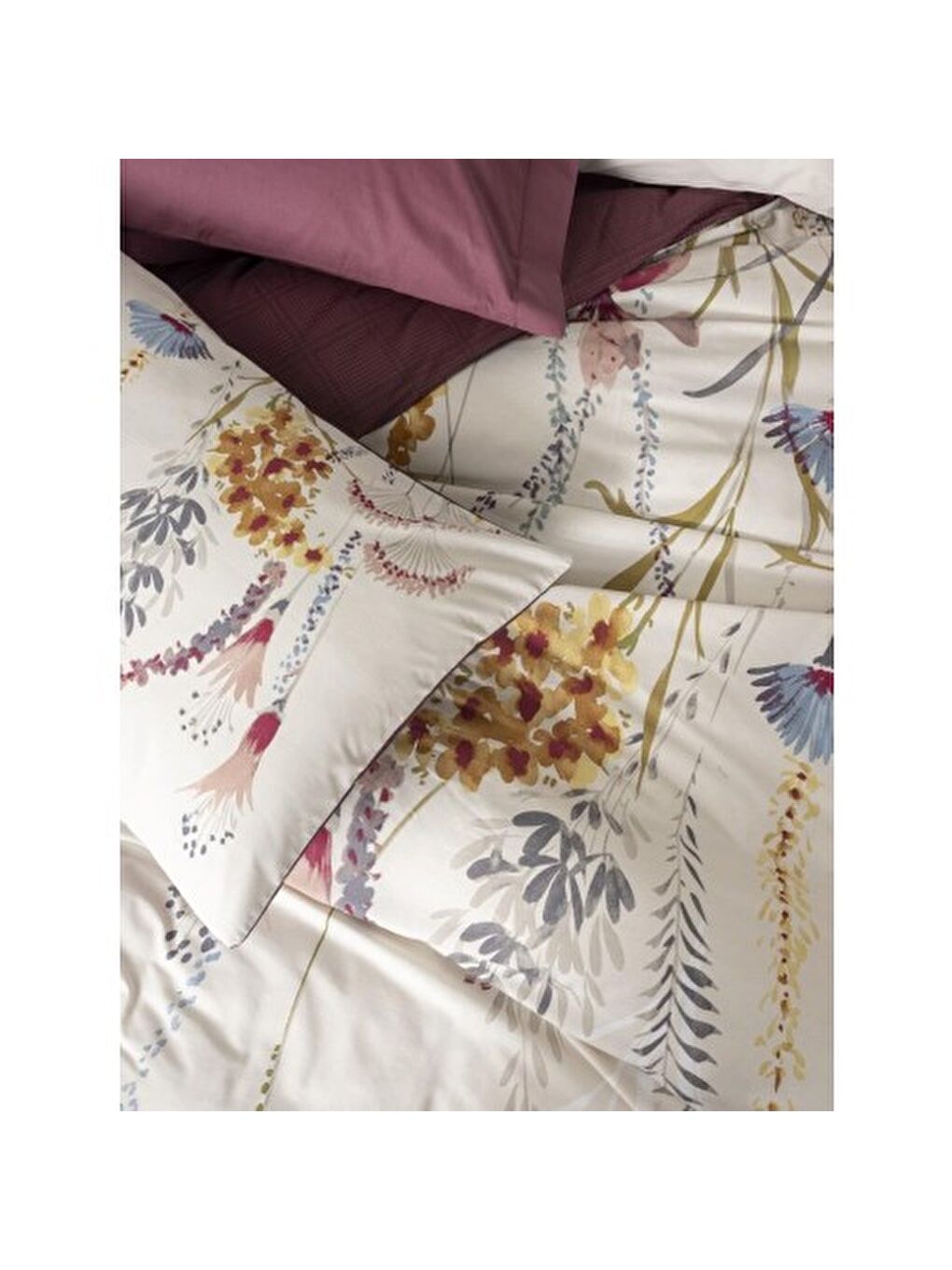 Karışık Pamuk Box Modeline Çift Kişilik Nevresim Takımı Flos Bordo-1