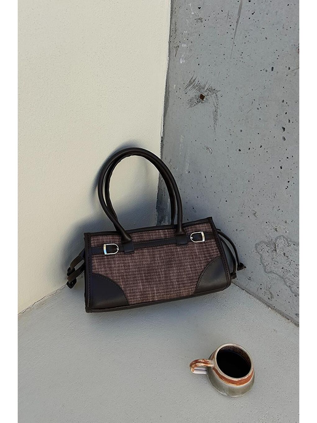 Maison Hasır Baget Çanta Kahverengi-9