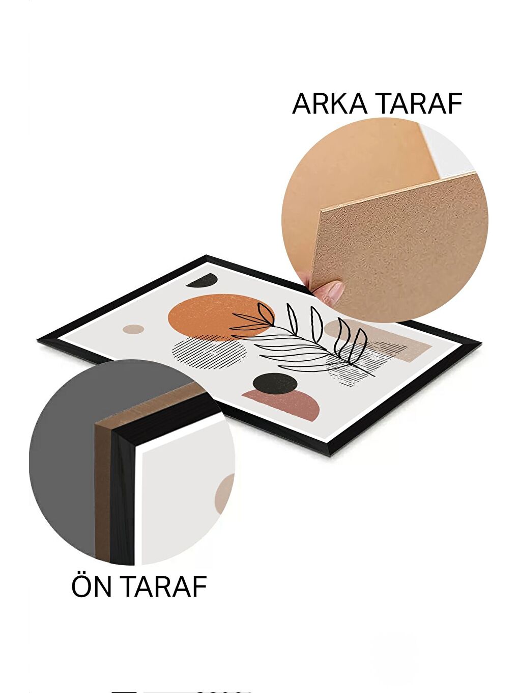 Beyaz 3 Parça Siyah Çerçeve Görünümlü Mdf Tablo Seti - Set 11 - 3SYHART11-3348-1