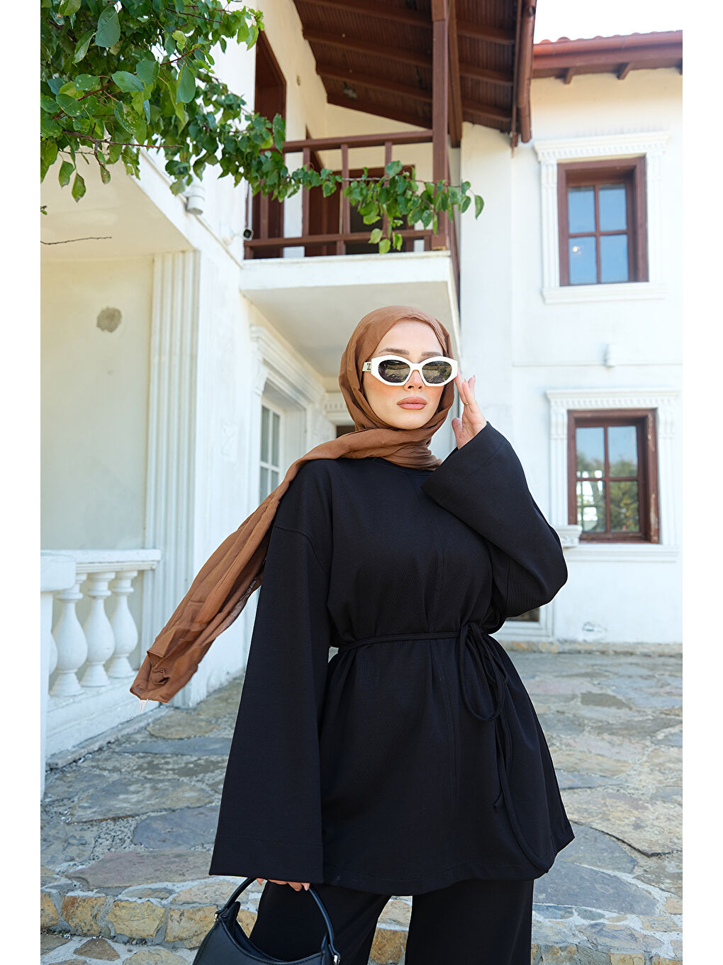 Kadın Bel Bağlamalı İkili Takım Siyah-1