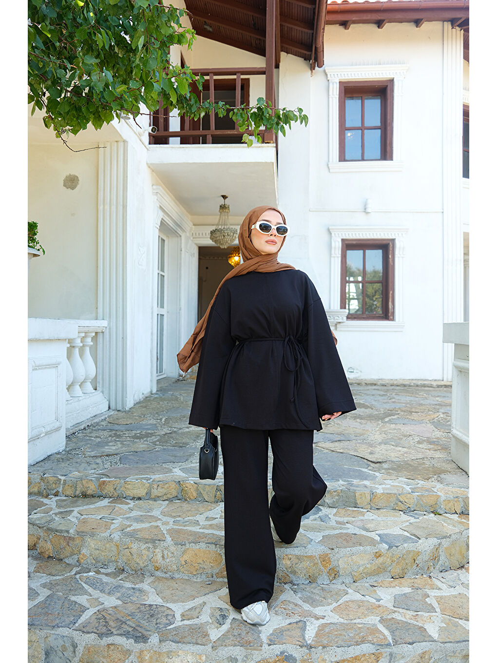 Kadın Bel Bağlamalı İkili Takım Siyah-2