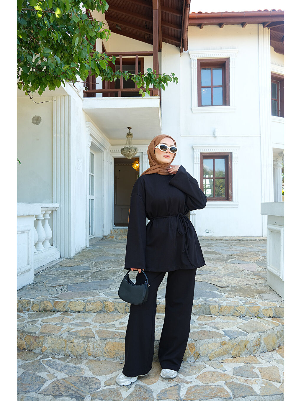 Kadın Bel Bağlamalı İkili Takım Siyah-3