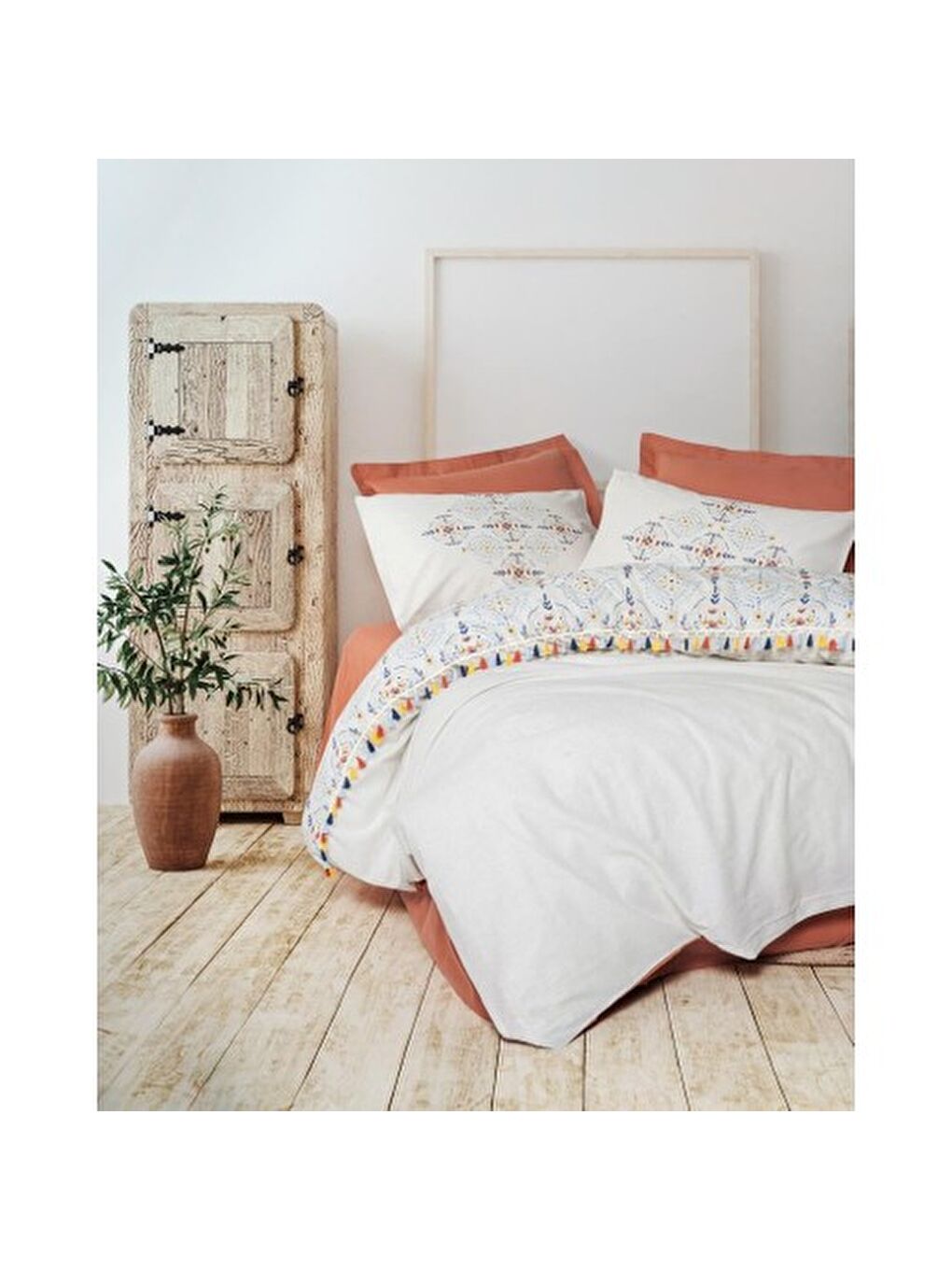 Karışık Pamuk Box Candy Serisi Çift Kişilik Nevresim Takımı Milis Kiremit