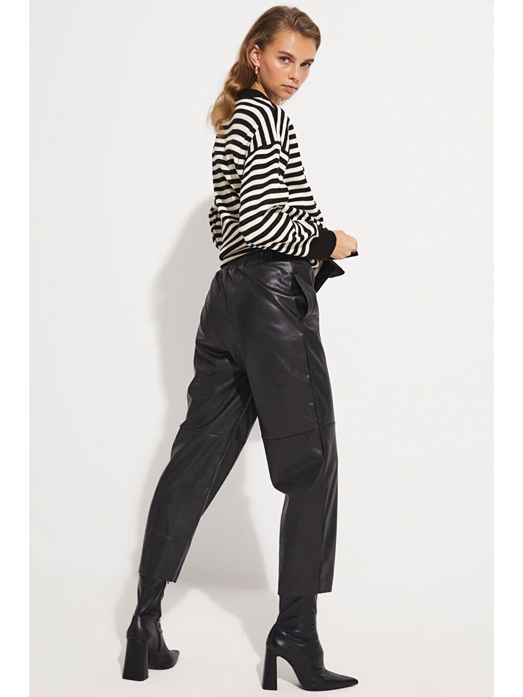 Siyah Pu Deri Pantolon-2