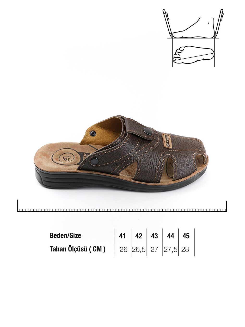 Kahverengi Yazlık Erkek Çıtçıtlı Ayarlanabilir Terlik-Sandalet-1