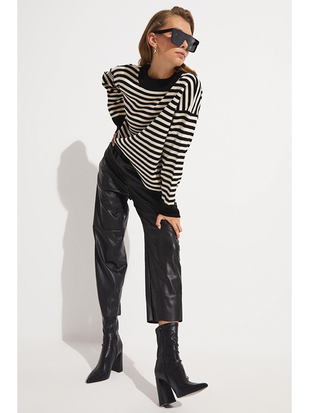 Siyah Pu Deri Pantolon-3