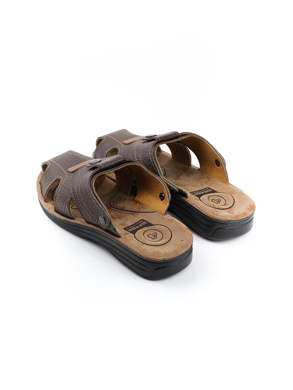 Kahverengi Yazlık Erkek Çıtçıtlı Ayarlanabilir Terlik-Sandalet-2