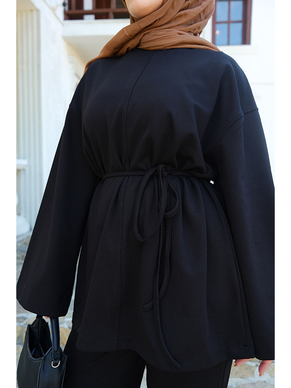 Kadın Bel Bağlamalı İkili Takım Siyah-4