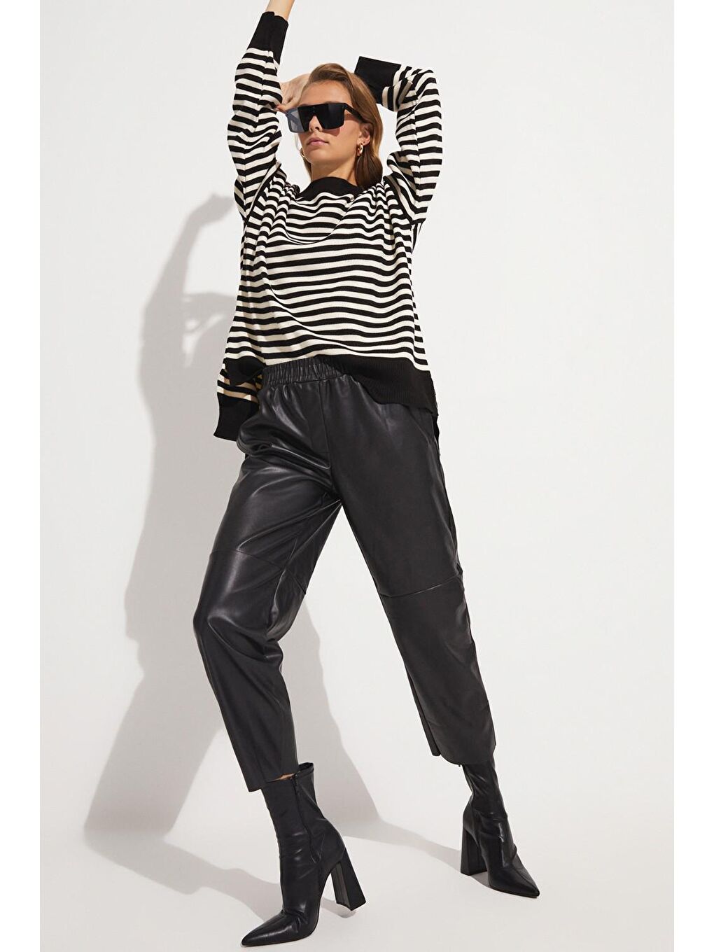 Siyah Pu Deri Pantolon-4