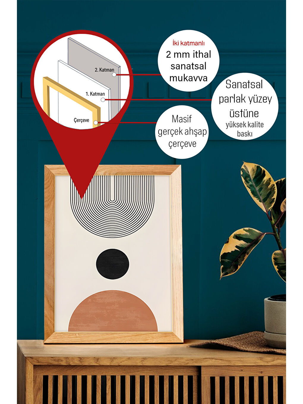 Beyaz Gerçek Ahşap Çerçeveli 3 Parça 3D Poster Tablo Seti - 3DARTSOHOSET10-3348-2