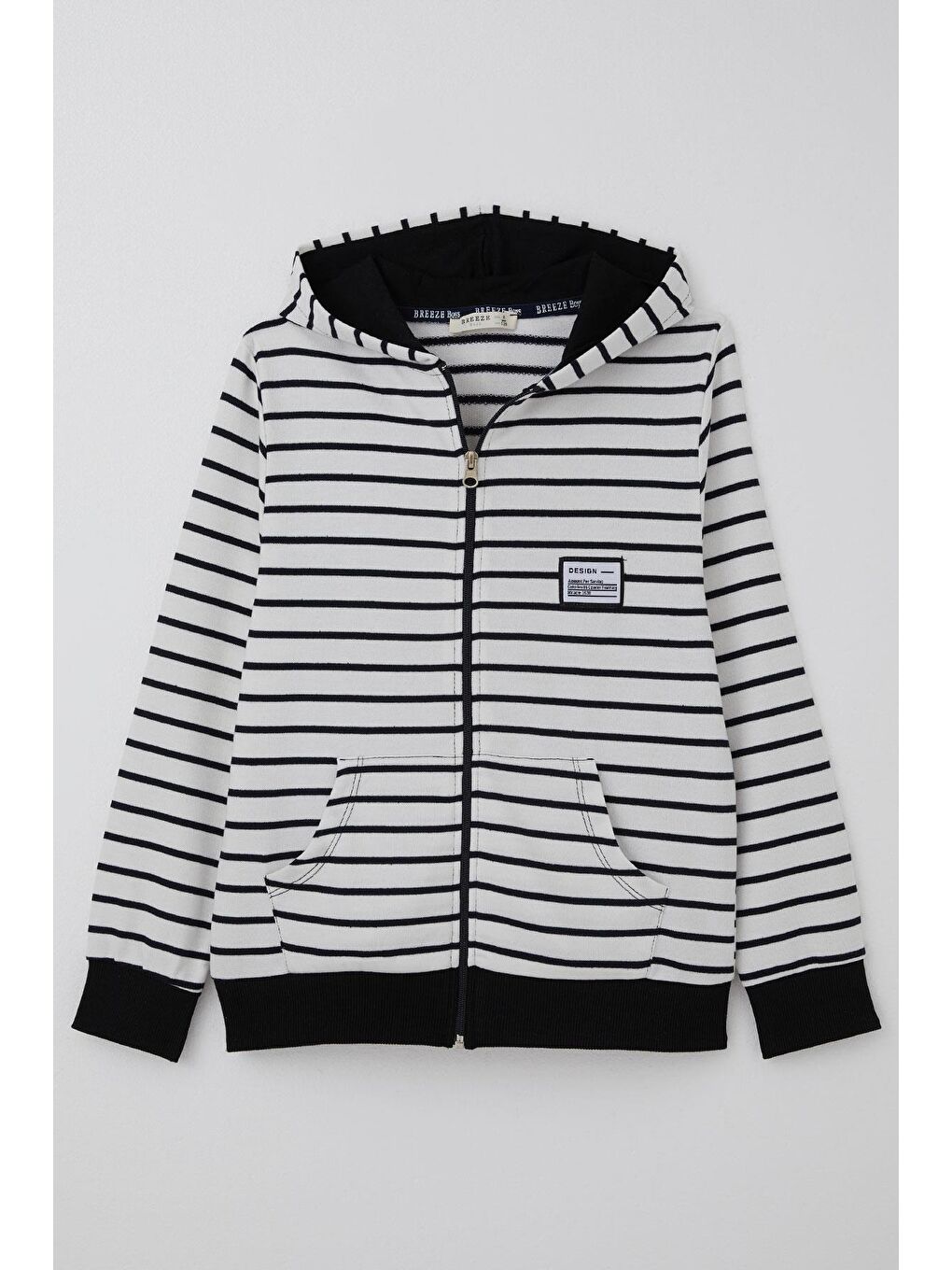 Erkek Çocuk Hırka Arma Detaylı Fermuarlı Kapüşonlu Beyaz (4-8 Yaş)