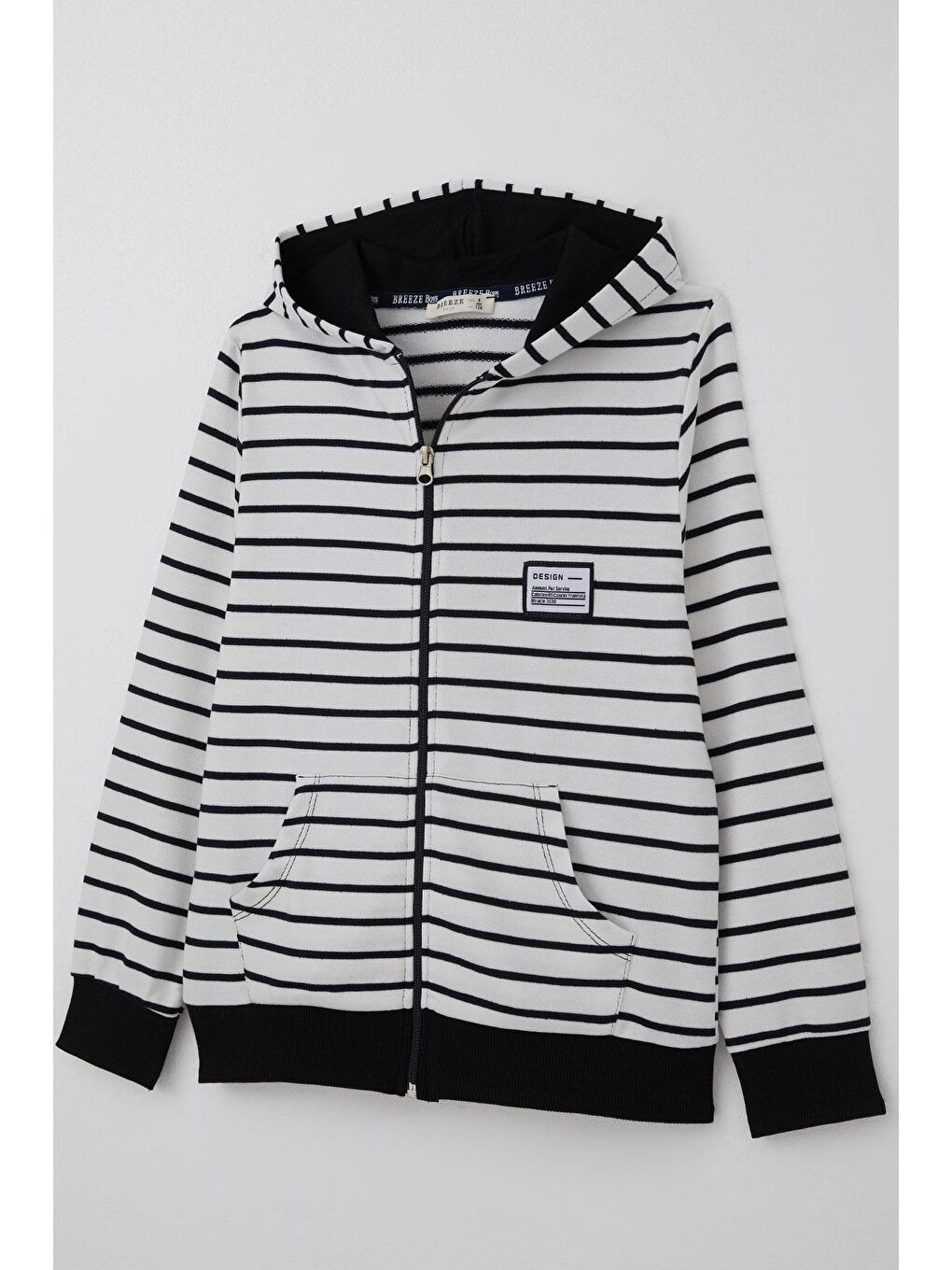 Erkek Çocuk Hırka Arma Detaylı Fermuarlı Kapüşonlu Beyaz (4-8 Yaş)-2