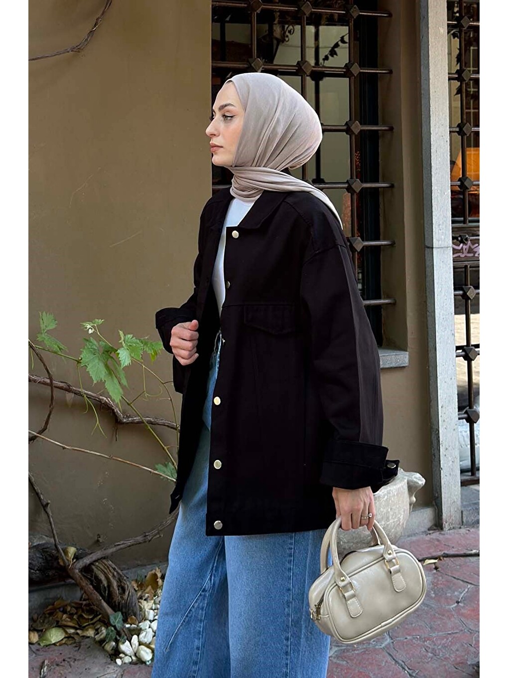 Gabardin Kapak Cepli Ceket Siyah-1