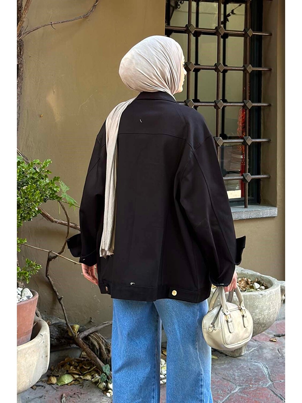 Gabardin Kapak Cepli Ceket Siyah-3
