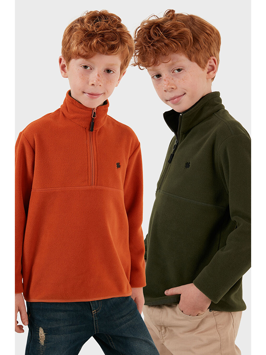 Yeşil Yumuşak Dokulu Fermuarlı Dik Yaka Şardonlu 2'li Paket Polar 5905002S2