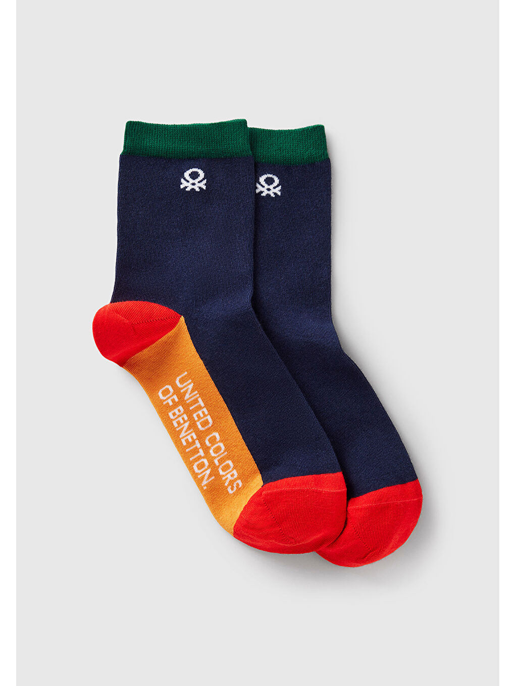Unisex Lacivert Mix Logo Detaylı Desenli Soket Çorap