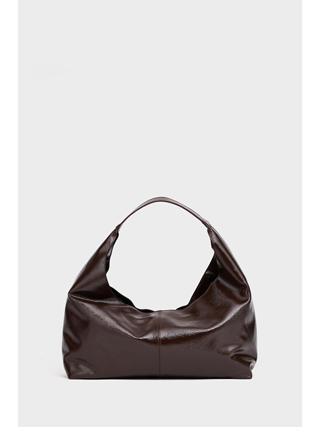 Parlak Rugan El Ve Omuz Çantası Kahverengi Rugan