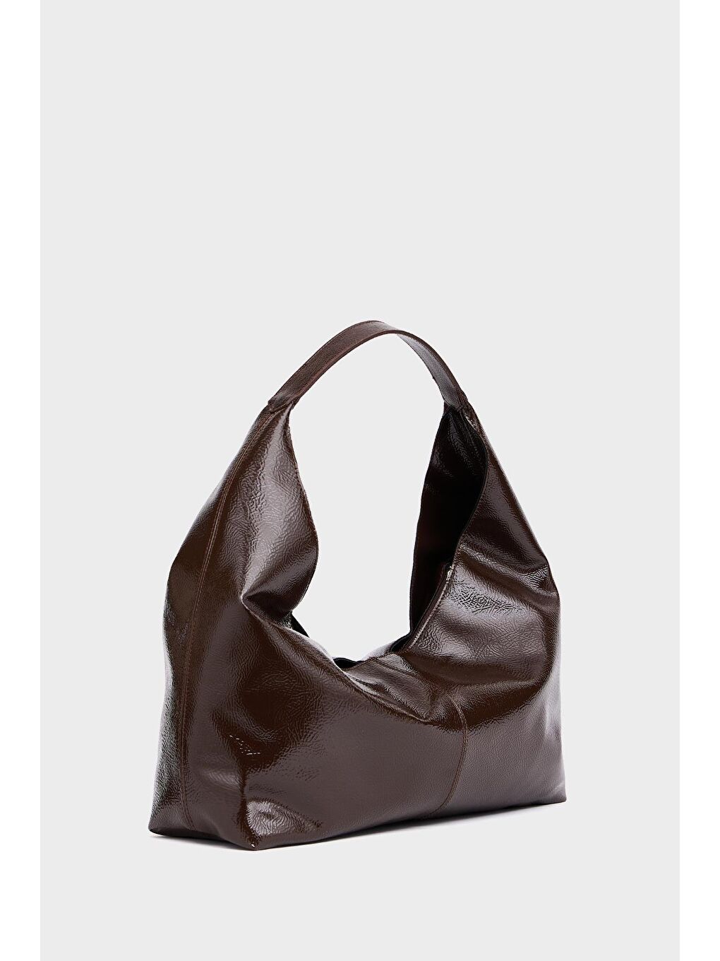 Parlak Rugan El Ve Omuz Çantası Kahverengi Rugan-2