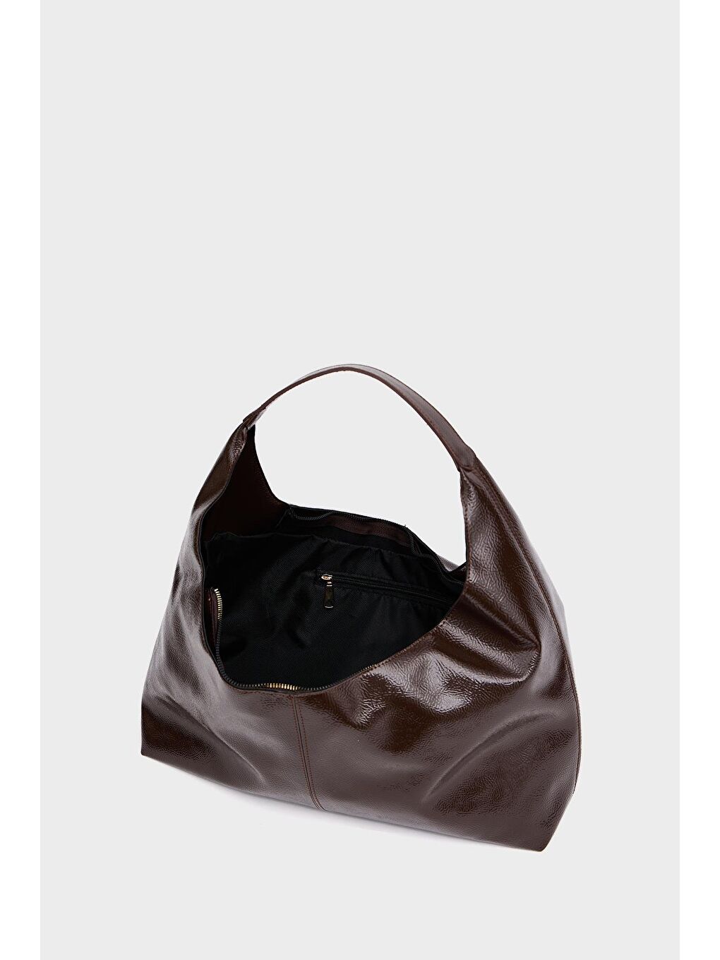 Parlak Rugan El Ve Omuz Çantası Kahverengi Rugan-5