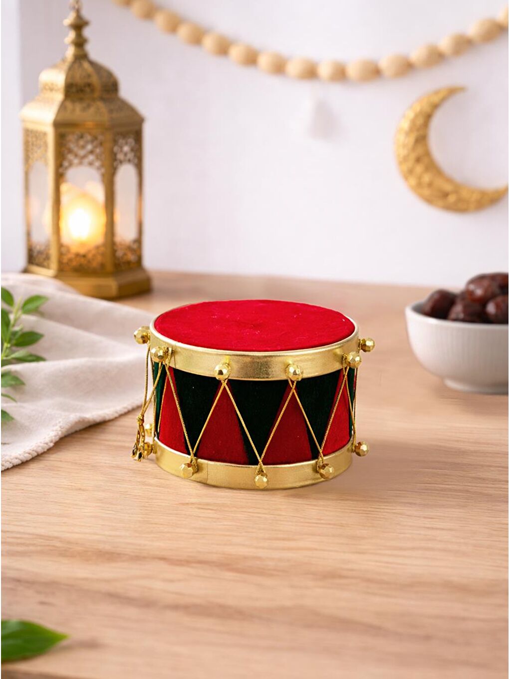 Karışık Ramazan Temalı Davul Süs – Dekoratif Masa & Duvar Süsü 13 cm