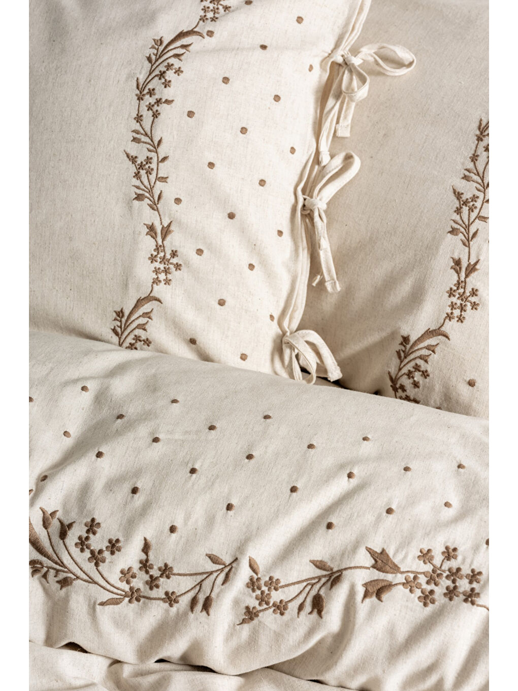 Karışık Pamuk Box Keten Çift Kişilik Nevresim Takımı Pelias-1